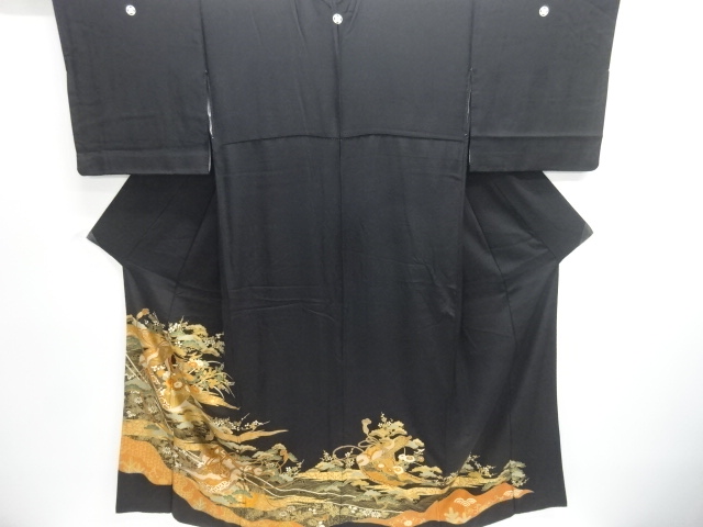 JAPANESE KIMONO / TOMESODE / SCROLL & FLOWER BASKET 